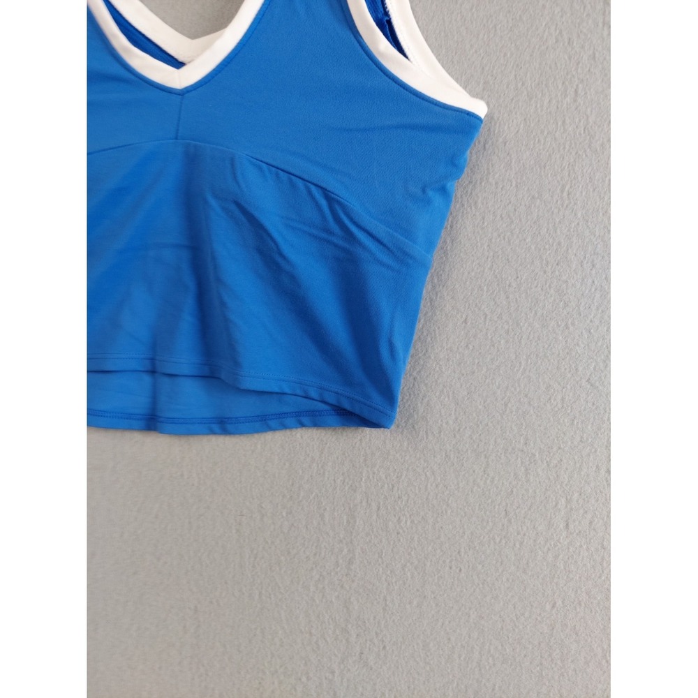 All In Motion Women‎ Sport Bra XS Blue V Neck White Trim Varsity Light Support - Picture 5 of 15